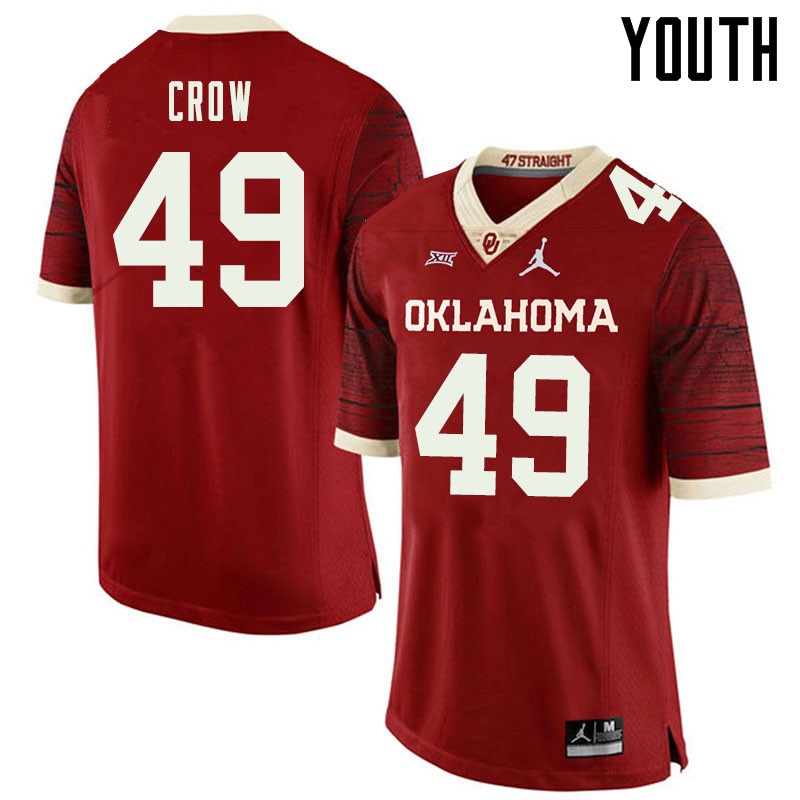 Jordan Brand Youth #49 Andrew Crow Oklahoma Sooners College Football Jerseys Sale-Retro